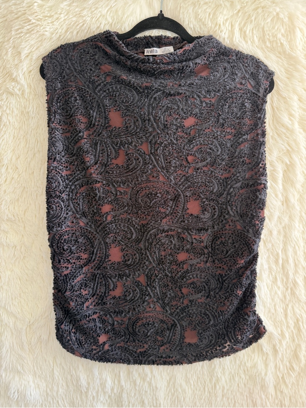 Devoted Womens Whimsigoth Velvet Burnout Sleeveless Mock Top Size L Black Witchy